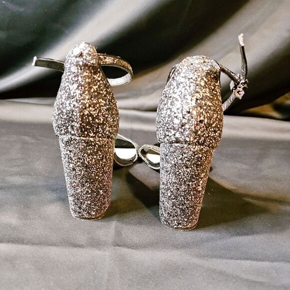 G by GUESS Black, Sparkly High Heel Open Toe Shoe Size 10 - Picture 12 of 14